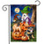 Briarwood Lane Spooky Pups Garden Flag with Halloween dogs wearing hats by jack-o-lanterns at night.
