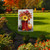 Briarwood Lane Fall Boots Garden Flag with colorful flowers and pumpkins on a white background.