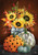 Briarwood Lane Patterned Pumpkins And Sunflowers Garden Flag with vibrant orange and white pumpkin designs.