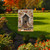 Briarwood Lane Primitive Fall Birdhouse Garden Flag with bird and pumpkins on white background.