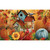 Briarwood Lane Fall Floral Birdhouses Doormat with colorful birds, pumpkins and sunflowers on autumn background.