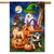 Briarwood Lane Spooky Pups House Flag with dogs and jack-o-lanterns on Halloween night scene.