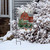 Briarwood Lane Christmas on the Farm garden flag with red barn, green truck, and snow scene.