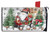 Briarwood Lane Wagon Gnome Mailbox Cover with Christmas trees and gnome on red wagon outdoors.