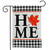 Briarwood Lane Fall Home Burlap Garden Flag with black, white, and orange plaid and maple leaf.