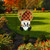 Briarwood Lane Fall Gnome Burlap Monogram Letter M Garden Flag with orange plaid hat.