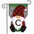 Briarwood Lane Winter Gnome Burlap Monogram Letter C garden flag with red plaid hat and cardinal.