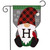 Winter Gnome Burlap Monogram Letter H Garden Flag