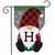 Briarwood Lane Winter Gnome Burlap Monogram Letter H Garden Flag with red plaid gnome and cardinal.