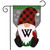 Briarwood Lane Winter Gnome Burlap Monogram Letter W garden flag with red plaid hat and cardinal.