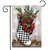Briarwood Lane Christmas Stocking Garden Flag with black and white checkered stocking and red bow decoration.