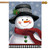 Smiling Snowman House Flag by Briarwood Lane, snowman in hat and red scarf on blue background.