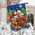 Briarwood Lane Dashing Through the Snow House Flag with snowmen on sleigh under moonlight.