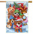 Briarwood Lane Festive Pups House Flag with dogs in winter clothing and a red truck.