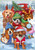 Briarwood Lane Festive Pups House Flag with six dogs in winter clothes and Santa hat.
