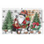Briarwood Lane Wagon Gnome Doormat with Christmas trees and decorations, red wagon, white beard.