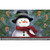 Smiling Snowman Doormat by Briarwood Lane, black hat, red scarf, green buttons, festive winter design.