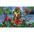 Briarwood Lane Lantern Glow Gathering Doormat with winter scene and birds on holly.
