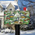 Briarwood Lane Winter Chickadees mailbox cover with pinecones, berries, and snow on green pine branches.