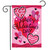 Briarwood Lane pink Patterned Valentine's Hearts Double Sided Garden Flag with black text and hearts.