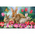 Briarwood Lane Bunny Family Doormat with colorful flowers and butterflies design.