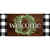 Briarwood Lane Farmhouse Welcome Mini Mat with green wreath and black white buffalo plaid trim.