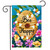 Briarwood Lane Happy Beehive Double-Sided Garden Flag with colorful flowers and bees on a blue background.