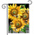 Briarwood Lane Buzzing Sunflowers Garden Flag with yellow flowers and black and white checkered trim.