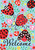 Briarwood Lane Patterned Ladybugs Garden Flag with colorful flowers and ladybugs on light blue background.