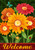 Briarwood Lane Colorful Daisies house flag with vibrant orange, yellow, and red flowers, ladybugs, butterfly.