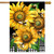 Briarwood Lane Buzzing Sunflowers House Flag with yellow flowers and bees on black background.