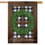 Briarwood Lane Boxwood Wreath House Flag with black and white checkered background and welcome text.