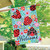 Briarwood Lane ladybug house flag with colorful flowers and welcome text on blue background.