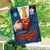 Briarwood Lane Super Dad Father's Day house flag with blue plaid and colorful design elements.