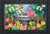Briarwood Lane Birdbath in Bloom doormat with colorful flowers, birds, and butterflies on decorative background.