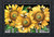 Briarwood Lane Buzzing Sunflowers Doormat with yellow flowers and bumblebees on black and white background.