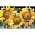 Briarwood Lane Buzzing Sunflowers Doormat with yellow flowers and bees on black and white background.