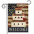 Briarwood Lane Patriotic Birdhouse Garden Flag with American flag background and welcome text.