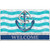 Briarwood Lane Welcome Anchor Doormat with blue and white stripes and nautical rope design elements.