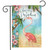 Briarwood Lane Welcome To Paradise Garden Flag with pink flamingo palm trees and floral design.
