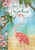 Briarwood Lane Welcome To Paradise Garden Flag with pink flamingo palm trees flowers tropical design.