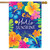 Briarwood Lane Hello Sunshine double-sided house flag with colorful floral design and wooden dowel rod.