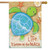Briarwood Lane Life Is Better Turtle House Flag with green turtle and beach themed design.
