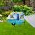 Briarwood Lane Spring Camper Metal Art, teal and white camper with colorful flowers and bunting.