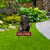 Briarwood Lane Black Bear Welcome Metal Art sign with three bears on green lawn.