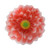 Briarwood Lane Red Daisy Glass Birdbath, coral flower shaped birdbath with yellow and green center.