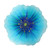 Briarwood Lane Blue Pansy Glass Birdbath with vibrant blue and green hues and gold accents.