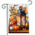 Briarwood Lane Autumn Lantern Garden Flag with pumpkins, lantern, and fall leaves on white background.