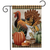 Briarwood Lane Primitive Thanksgiving Garden Flag with turkey, pumpkin, and corn on plaid background.