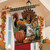 Briarwood Lane Primitive Thanksgiving House Flag with turkey, pumpkin, and fall decor on a porch.